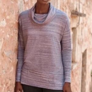 Garnet Hill Heathered Purple Cowl Neck Cozy Oversize Sweater, Medium